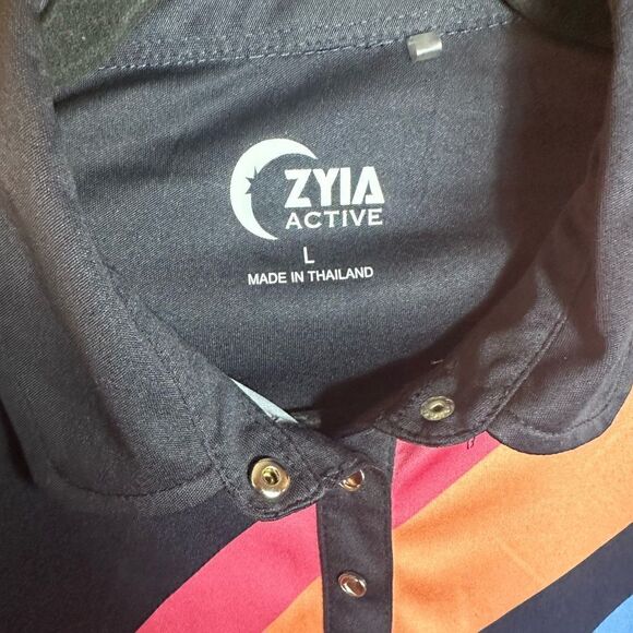 Zyia Active Rainbow Clubhouse Women's Short Sleeve Polo Top Size Large L 📦 - Picture 4 of 11